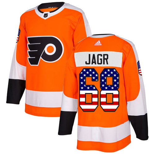 Adidas Flyers #68 Jaromir Jagr Orange Home Authentic USA Flag Stitched NHL Jersey - Click Image to Close
